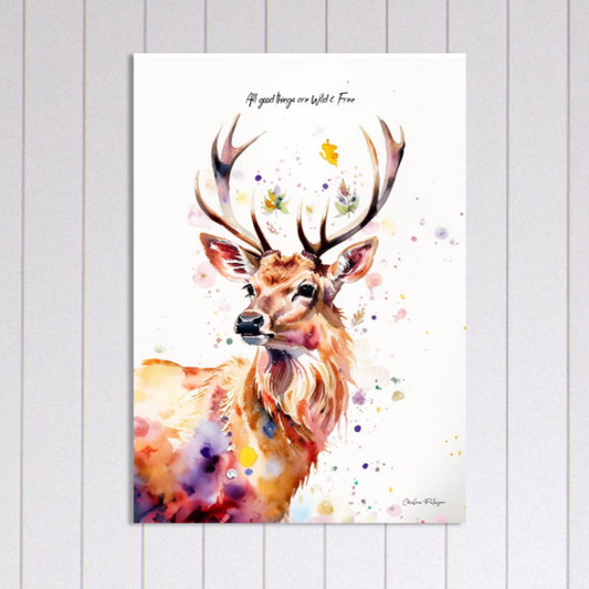 Custom Made Art Print "The Legendary Scottish Stag" | Add Your Own Text or Name | Farmhouse Style Collection