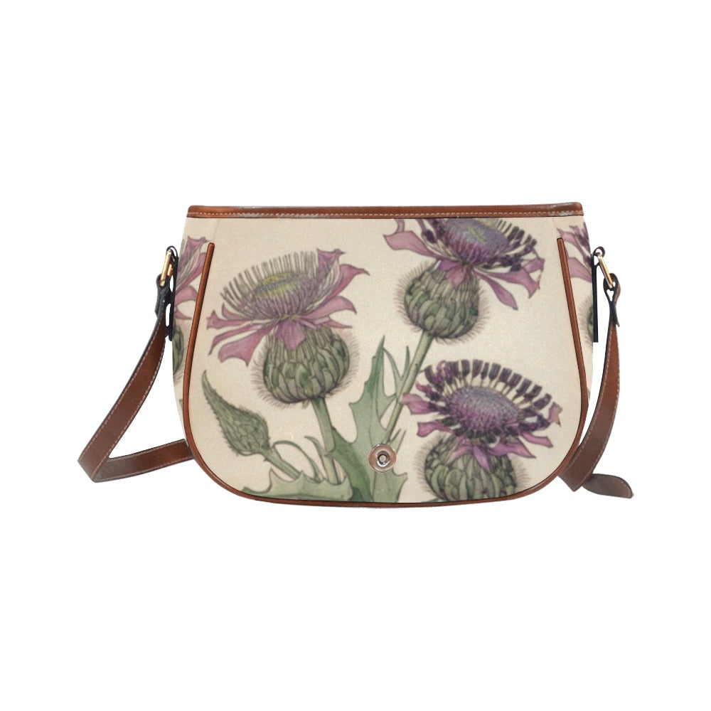 Bolso de sillín Purple Thistles - Charles Rennie Mackintosh, Colección de arte Glasgow Style