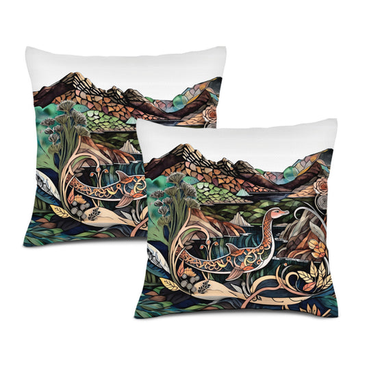 Vintage Loch Ness Monster Set of 2 Premium Linen Pillow Covers