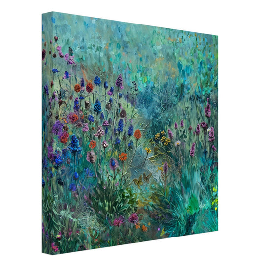 Canvas "Scottish Wildflowers" turqoise | Farmhouse Style Collection