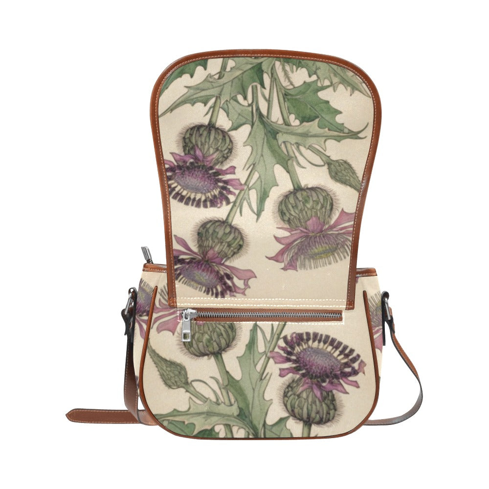 Bolso de sillín Purple Thistles - Charles Rennie Mackintosh, Colección de arte Glasgow Style