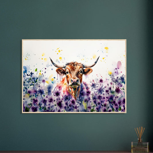 Custom Made "cow Surrounded by flowers" Artwork - Personalize Your Own Art | Farmhouse Style Collection