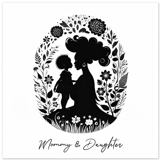 Matte Paper Poster "Mommy & Toddler girl" (withflower motive) Personalised gift | Printed and shipped with personalised names