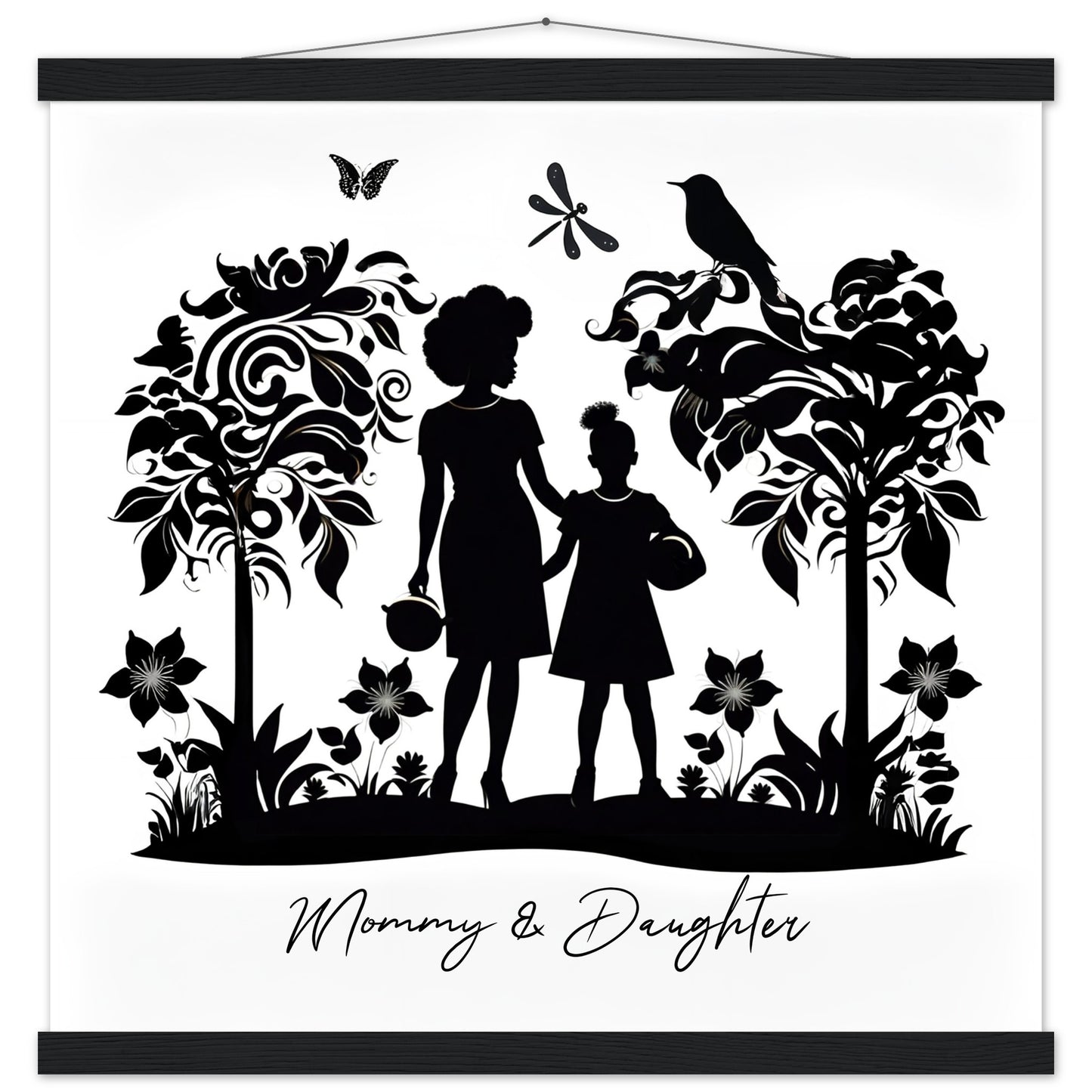 Matte Paper Poster with Hanger "Mommy & Daughter" (with trees) Personalised gift | Printed and shipped with personalised names
