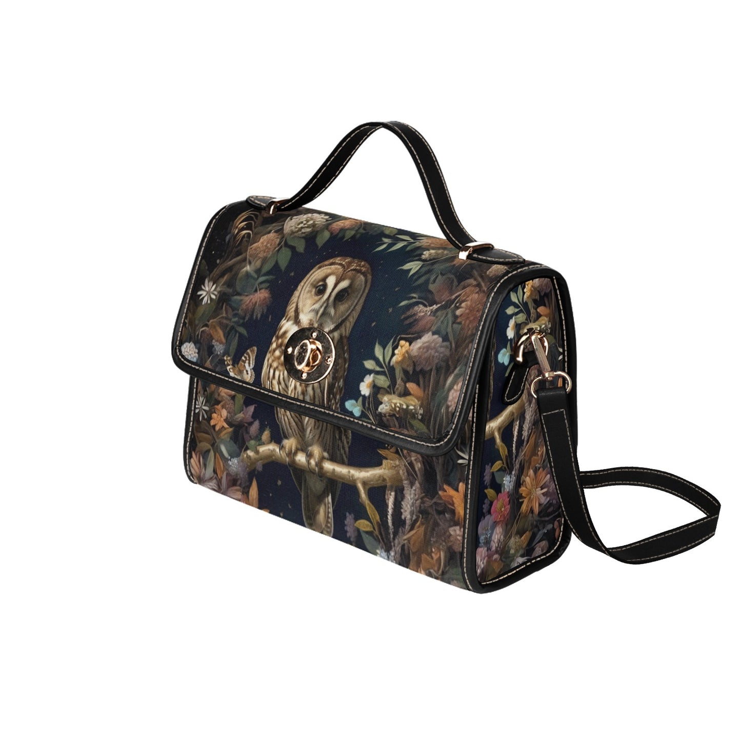 Celtic Wonderland - Tawny Owl - Canvas Bag with shoulder straps