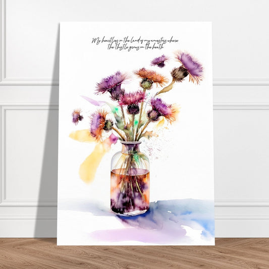 Custom Made Art Print "Thistles in a Vase" | Add Your Own Text or Name | Farmhouse Style Collection