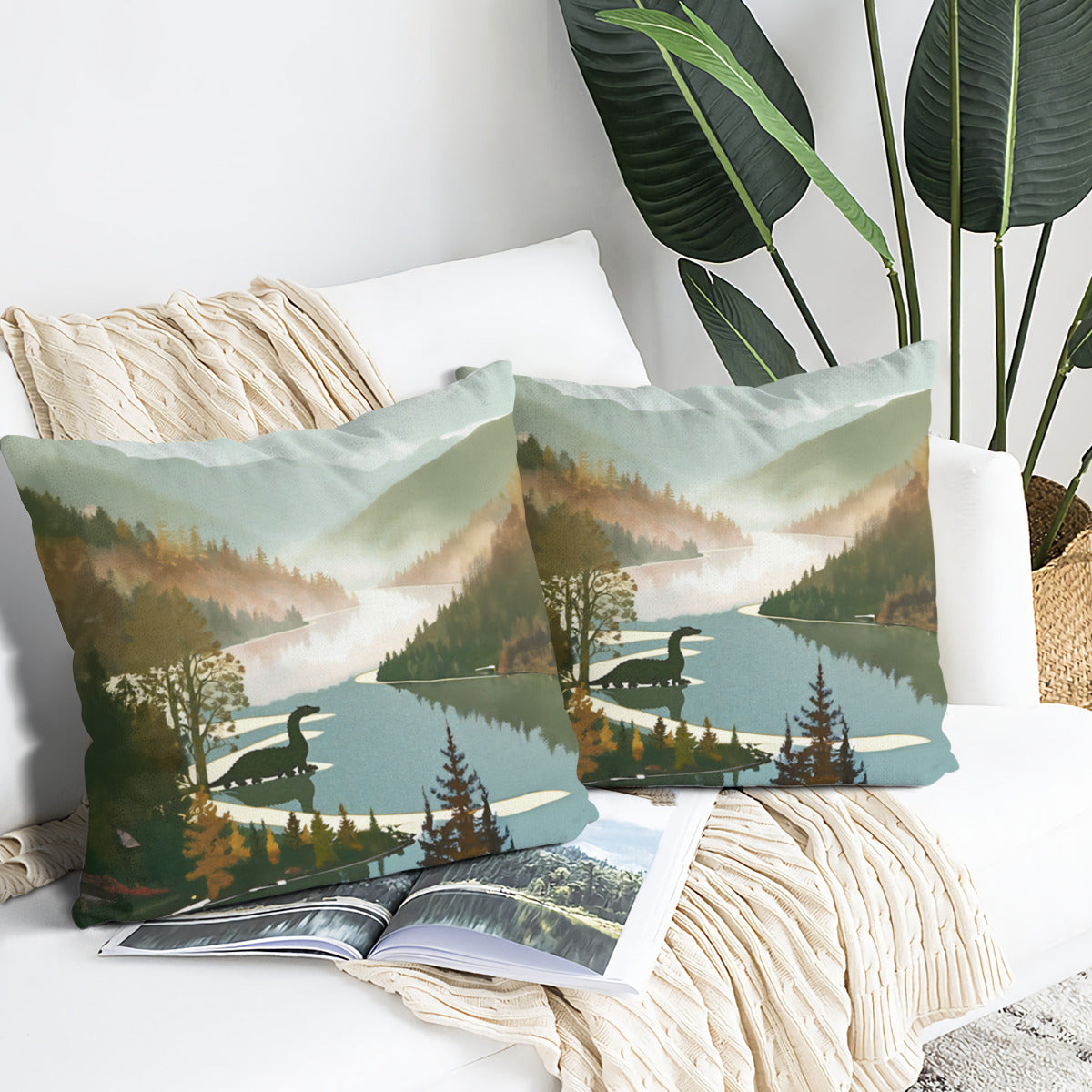 Loch Ness Set of 2 Premium Linen Pillow Covers