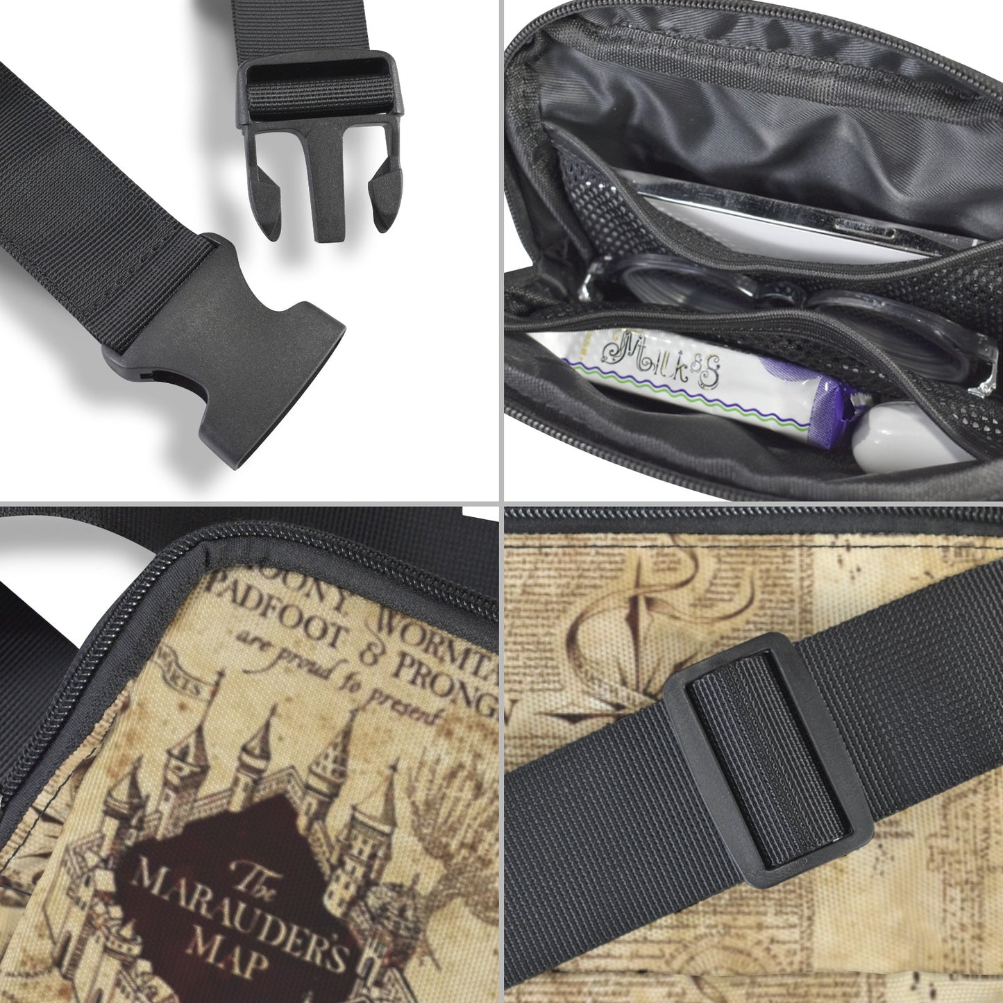 Marauder's Map - waist bag, fanny pack, belt bag, moon bag, belly bag