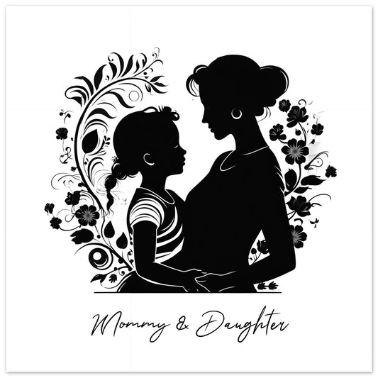 Matte Paper Poster "Mommy & Daughter" (with vines & flower motive) Personalised gift | Printed and shipped with personalised names