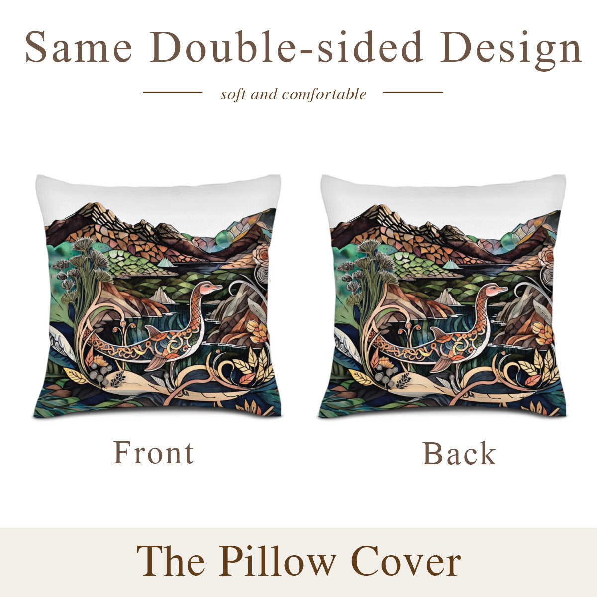 Vintage Loch Ness Monster Set of 2 Premium Linen Pillow Covers