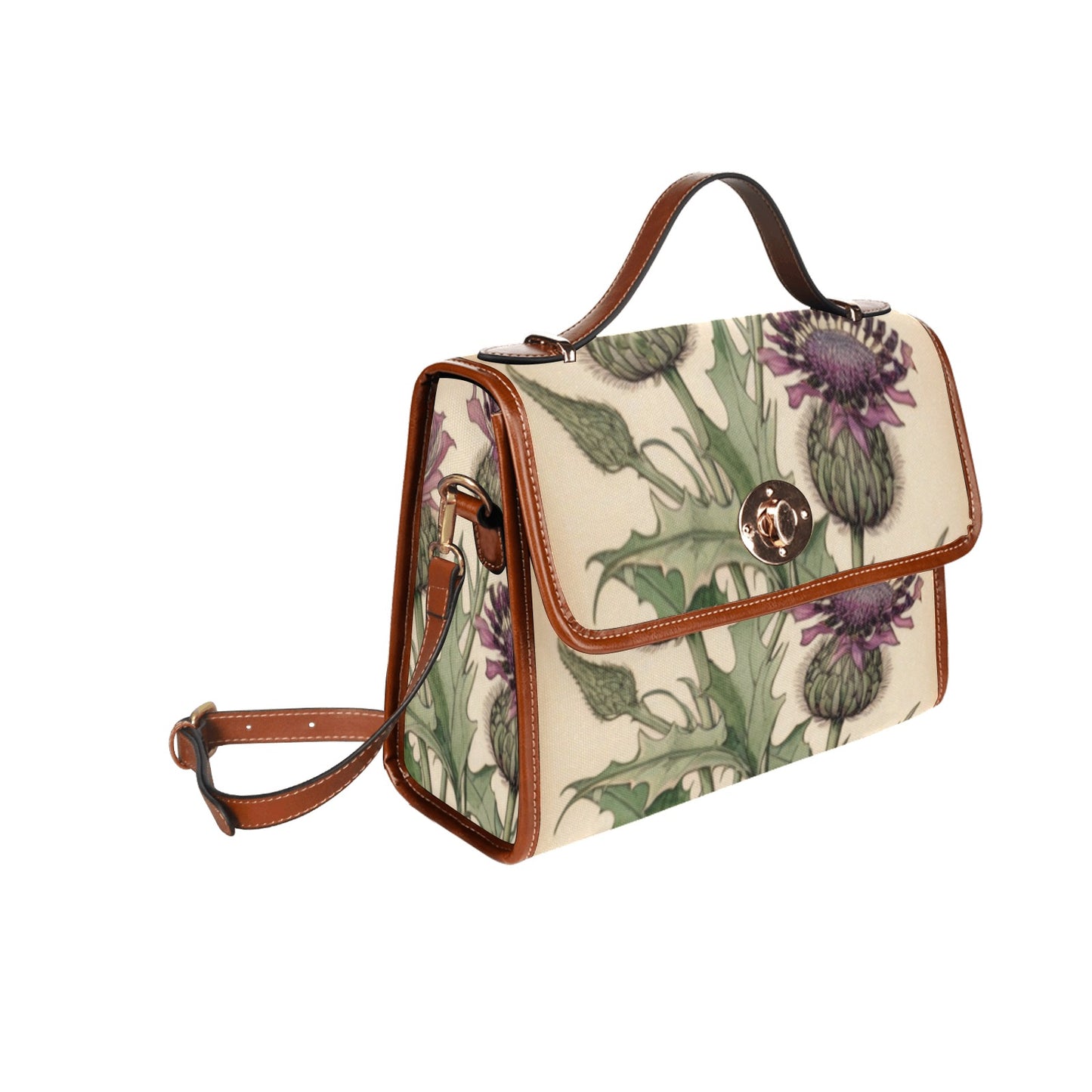 Chardons violets – Sac en toile de style Glasgow avec bandoulière | Glasgow Style Art