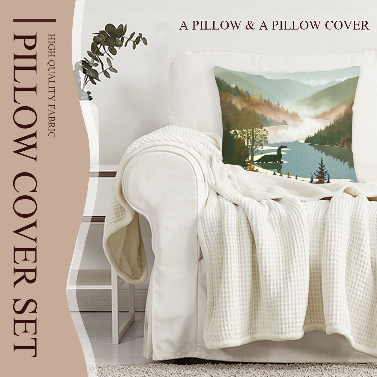 Pillow Cover + Pillow Filler "Loch Ness" - Scotland