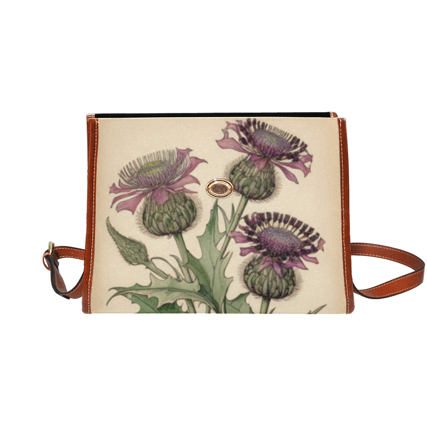 Chardons violets – Sac en toile de style Glasgow avec bandoulière | Glasgow Style Art