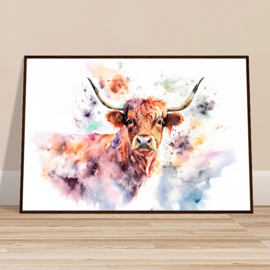 Wooden Framed Art Print "Hairy Cow" | Farmhouse Style Collection
