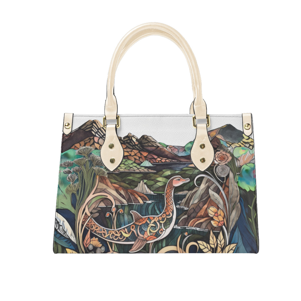 Vintage Loch Ness Monster Women's Tote Bag, Hand Bag