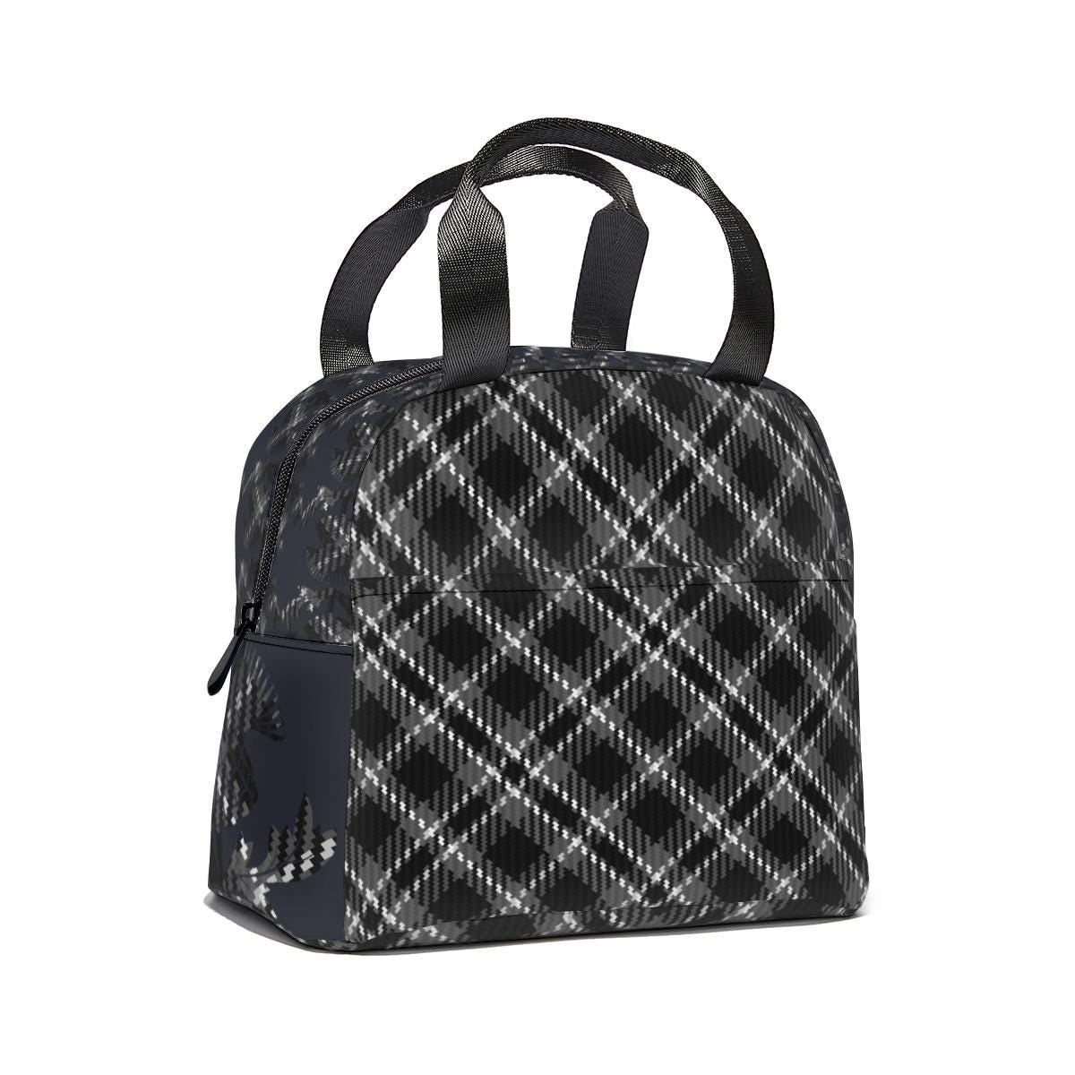 Black Tartan Lunch Bag adorned with elegant Thistles